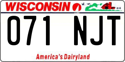 WI license plate 071NJT