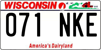 WI license plate 071NKE