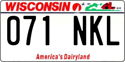 WI license plate 071NKL