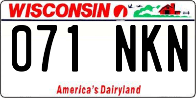 WI license plate 071NKN