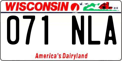 WI license plate 071NLA