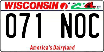 WI license plate 071NOC
