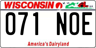 WI license plate 071NOE