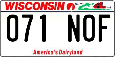 WI license plate 071NOF