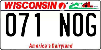 WI license plate 071NOG