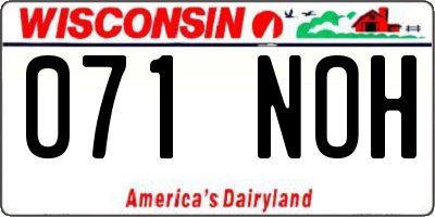 WI license plate 071NOH