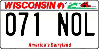 WI license plate 071NOL