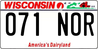 WI license plate 071NOR