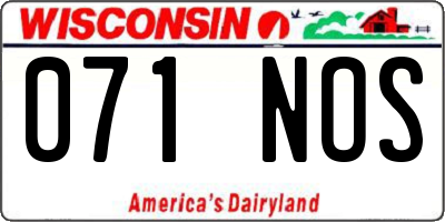 WI license plate 071NOS