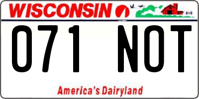 WI license plate 071NOT