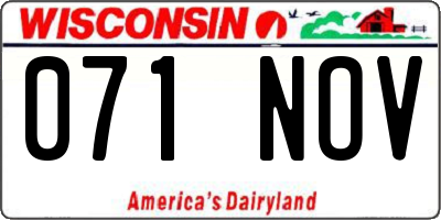 WI license plate 071NOV