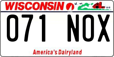WI license plate 071NOX