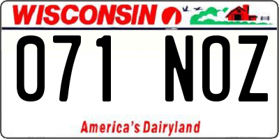 WI license plate 071NOZ