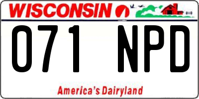 WI license plate 071NPD