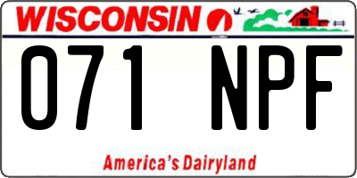 WI license plate 071NPF