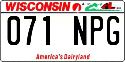 WI license plate 071NPG
