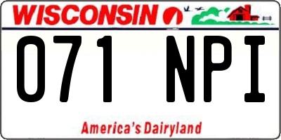 WI license plate 071NPI