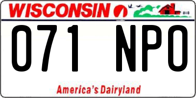 WI license plate 071NPO