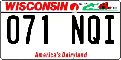 WI license plate 071NQI