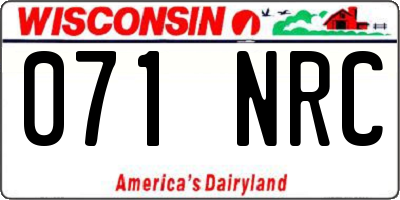 WI license plate 071NRC