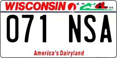 WI license plate 071NSA