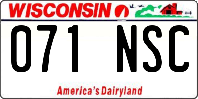 WI license plate 071NSC