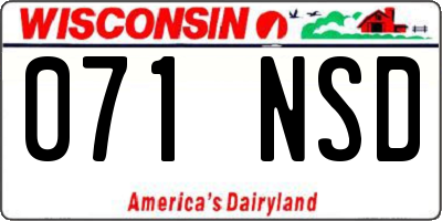 WI license plate 071NSD