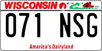 WI license plate 071NSG