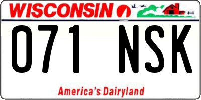WI license plate 071NSK