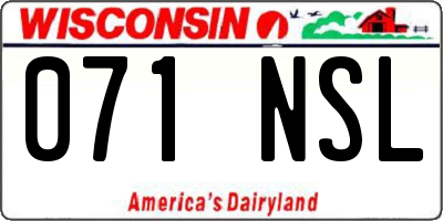 WI license plate 071NSL