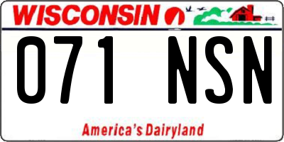 WI license plate 071NSN