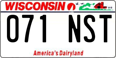 WI license plate 071NST