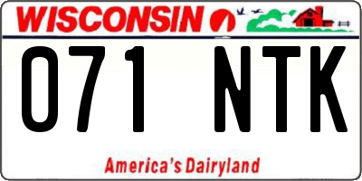 WI license plate 071NTK