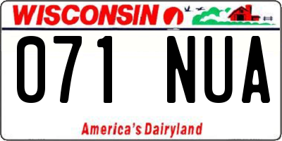 WI license plate 071NUA