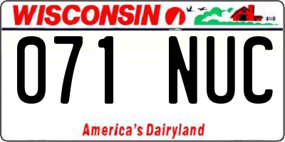 WI license plate 071NUC