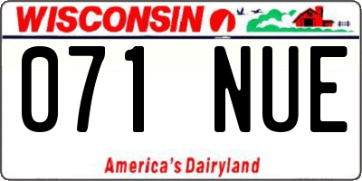 WI license plate 071NUE
