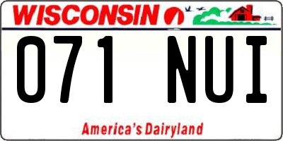 WI license plate 071NUI
