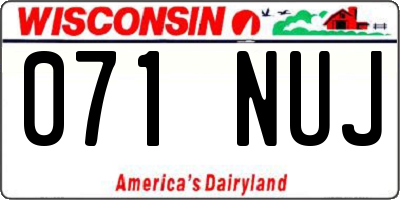 WI license plate 071NUJ
