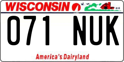 WI license plate 071NUK
