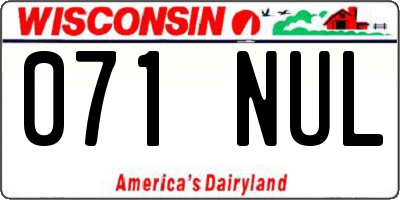 WI license plate 071NUL