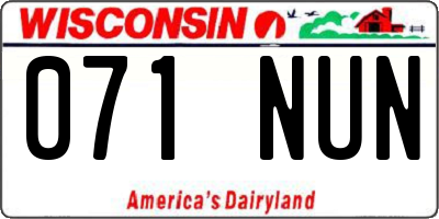 WI license plate 071NUN