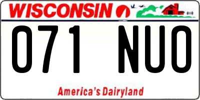 WI license plate 071NUO