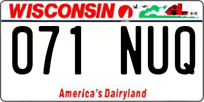 WI license plate 071NUQ