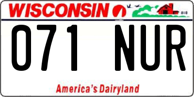 WI license plate 071NUR