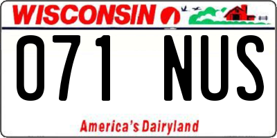 WI license plate 071NUS