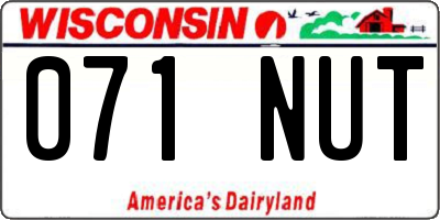 WI license plate 071NUT