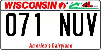WI license plate 071NUV