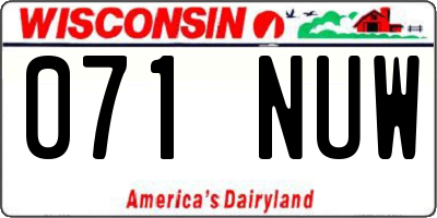 WI license plate 071NUW