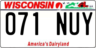 WI license plate 071NUY