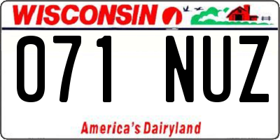 WI license plate 071NUZ